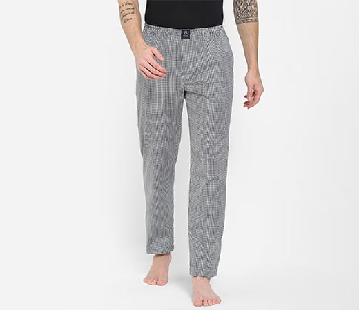 Men’s Grey Cotton Checks Lounge Pants by Urban Scottish