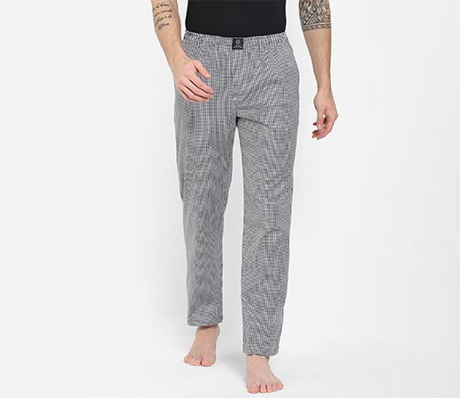 Men’s Grey Cotton Checks Lounge Pants by Urban Scottish