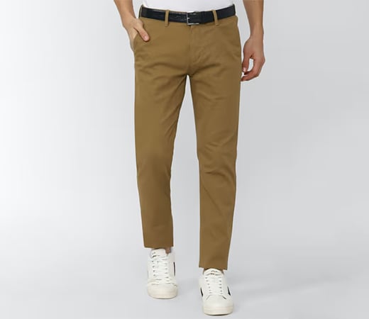 Men’s Khaki Casual Trousers by Peter England Casuals