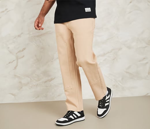 Cropped Carrot Fit Twill Trousers by Styli