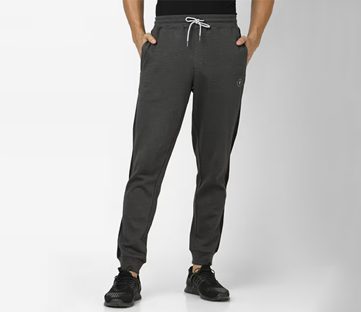 Men Grey Stripes Casual Jogger Pants by Van Heusen