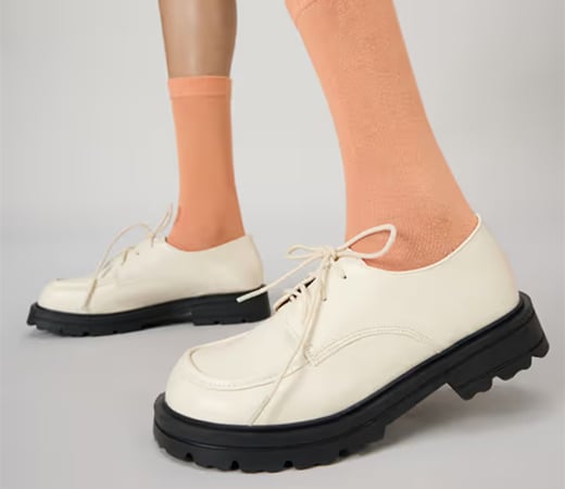 Off White Square Toe Lace Up Loafers by MIXT by Nykaa Fashion