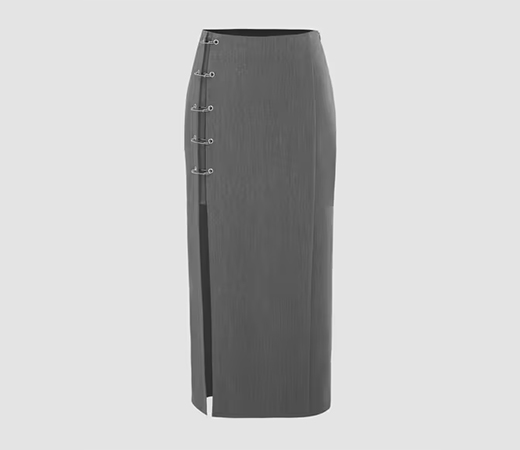  Solid Paper Clip Split Maxi Skirt by Cider 