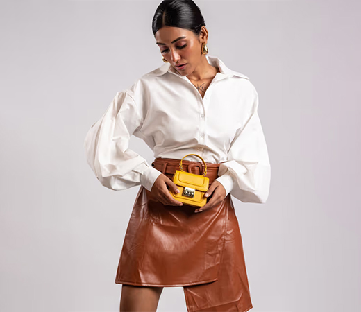 Gigi Mini Yellow Sling And Cross Bags by EASTHIDE