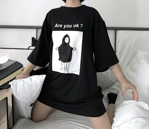 Black Printed T-shirt For Women by Khhalisi