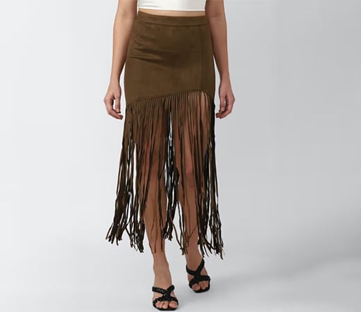  Brown Solid Skirt by Forever 21
