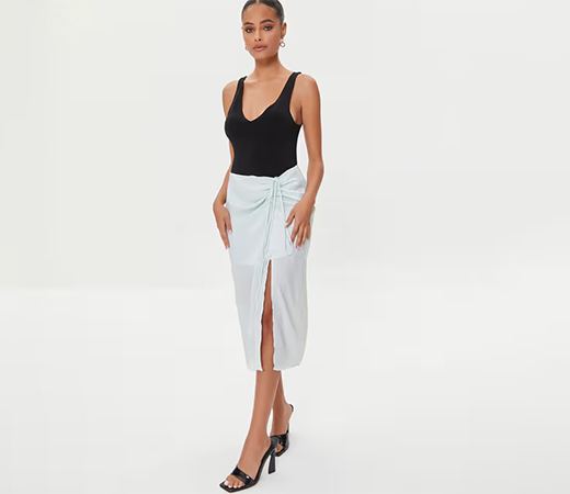 Solid White Slit Skirt by Forever 21