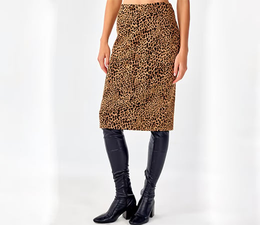 Brown and Black Animal Print Midi Skirt by Cover Story