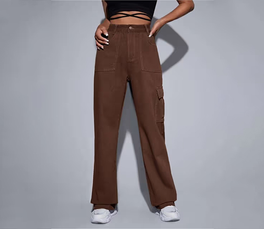 Off Duty India’s Brunette Brown Baggy Fit Cargo Jeans