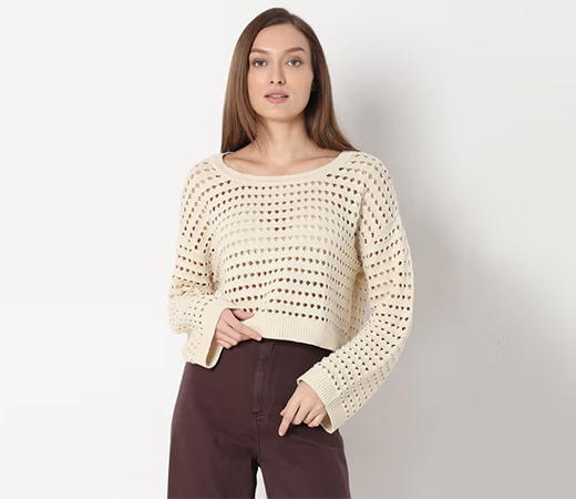 VERO MODA’s Off-White Knit Long Sleeves Top