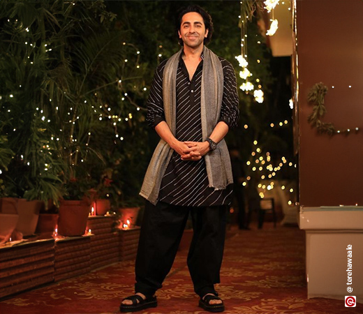 Ayushmann Khurrana in a black kurta and salwar