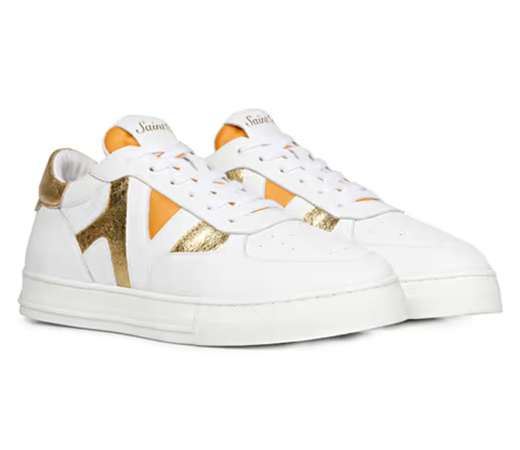 Felix White & Gold Leather Sneakers