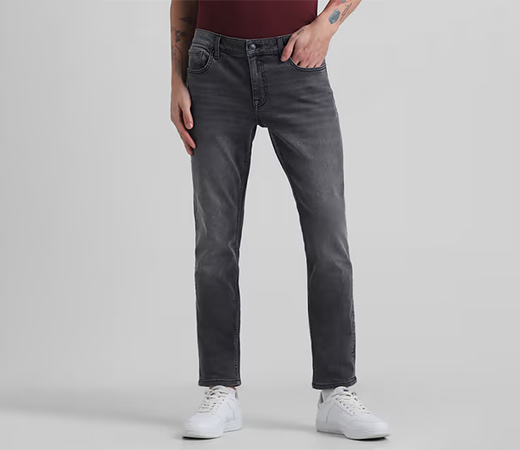 Grey Glenn Slim Fit Low Rise Stretch Jeans