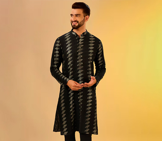 Men Black Kurta