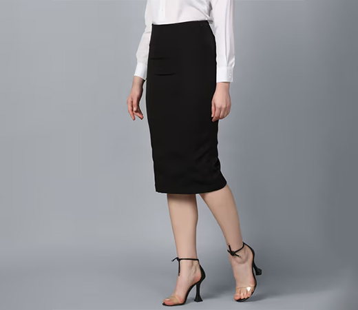 Powersutra Black Stretch Pencil Skirt