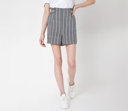 VERO MODA Women Casual Stripes Blue Shorts