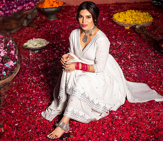 Bhumi Pednekar wearing an off-white sharara set
