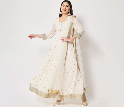anokherang Absolute Ivory Sequin Anarkali