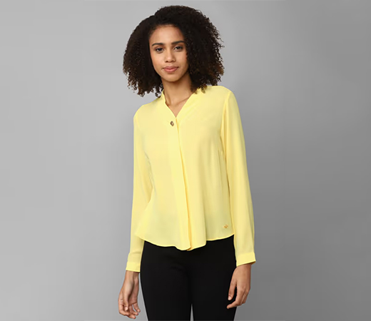 Allen Solly Yellow Solid Casual Top