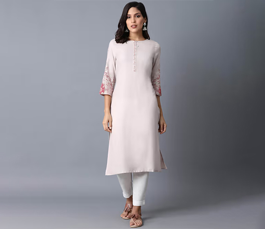 W Pink Printed Kurta
