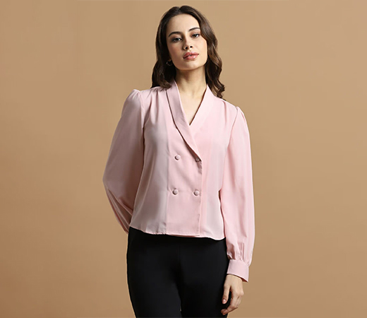 Allen Solly Women’s Pink Solid Formal Top