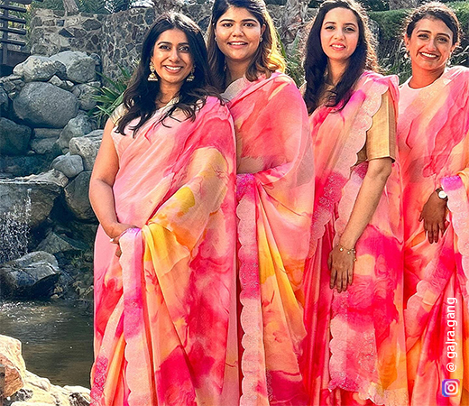 Gajra Gang  Fuchsia Watercolour Print Saree