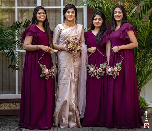  Women wearing purple gowns