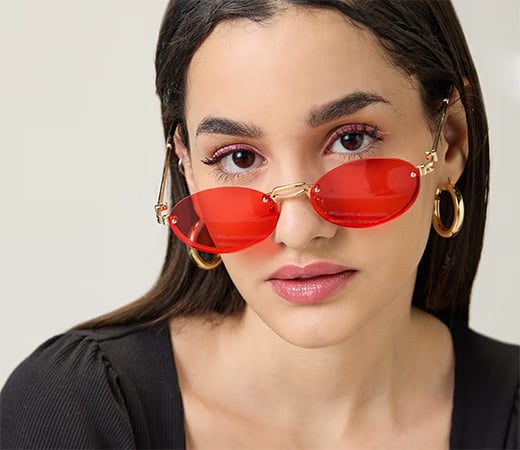 MIXT by Nykaa Fashion Red Half Rim Oval Sunglasses