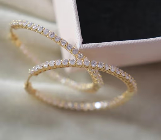 ANUSHKA JAIN JEWELLERY Diamond Double Big Hoops