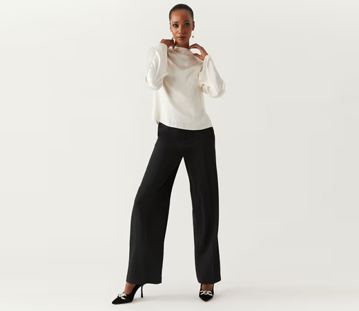 Marks & Spencer Black Satin Wide Leg Trousers