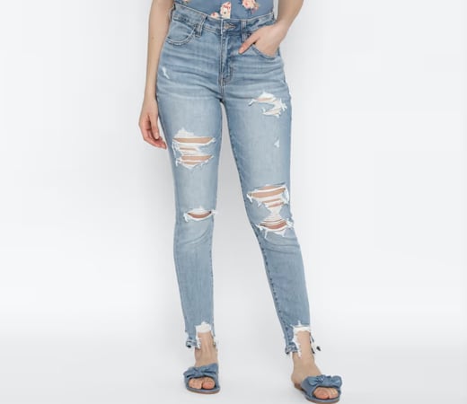 American Eagle Blue Ne(x)t Level Ripped High-Waisted Jeans 