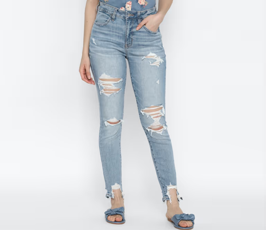 American Eagle Blue Ne(x)t Level Ripped High-Waisted Jeans 