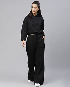 Laabha Black Regular Tracksuit Set