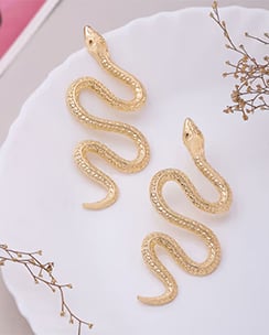 VIRAASI Gold-Plated Snake Shaped Drop Earrings
