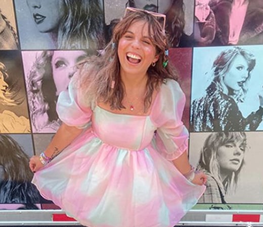 Taylor Swift concert goer wearing a pastel dress