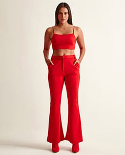 Cover Story Red Wide Leg Tailored Trouser