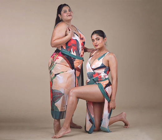 WomanLikeU Printed Padded Monokini With Sarong