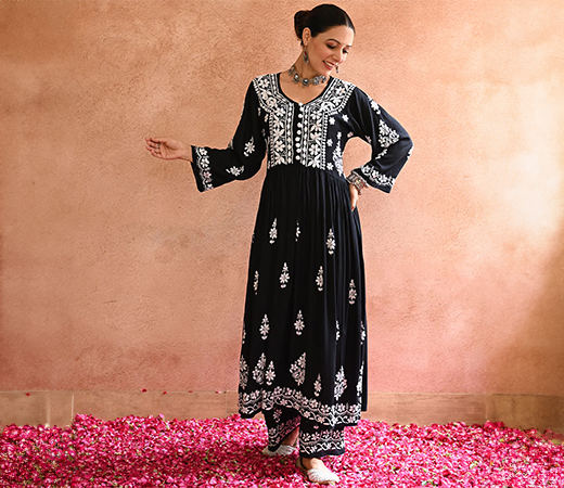 House of Chikankari Gulnar Chikankari Modal Anarkali Set