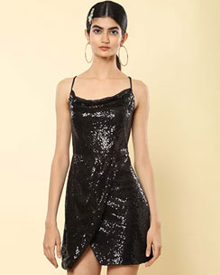 Label Ritu Kumar Black Cowl Neck Dress 