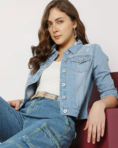 VERO MODA Women Blue Casual Wear Jacket