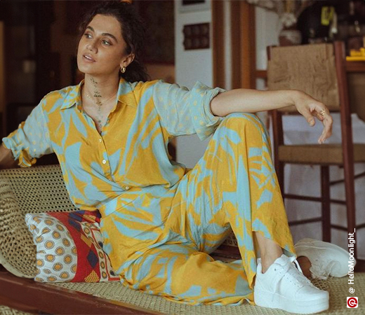 Tapsee Pannu wearing a co-ord set & white shoes