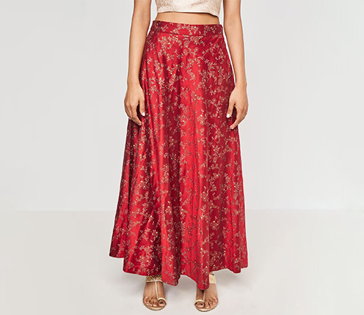 Global Desi Red Floral Skirts
