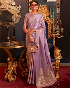 Akhilam Pure Silk Lavender Woven Design Woven Saree