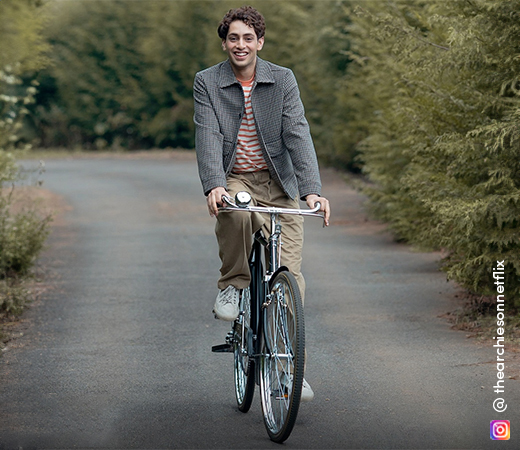 Agastya Nanda in chequered jacket and t-shirt