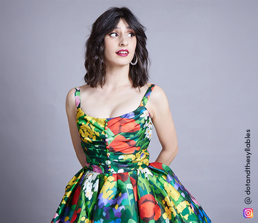 Aditi Dot wearing a floral dress