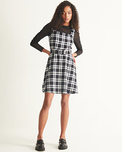 Cover Story Black & White Checks Skater Dress