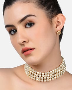 Zaveri Pearls Multistrand Pearls Choker