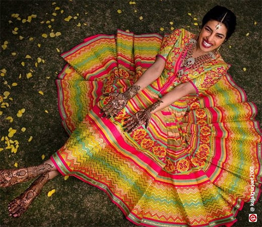 Priyanka Chopra wearing a multi-colour lehenga