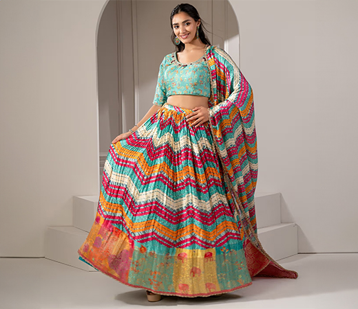 RIYAASAT Multi-Colour Printed Lehenga Set