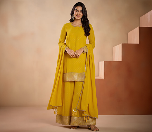 Gajra Gang Yellow Kurta Palazzo Set